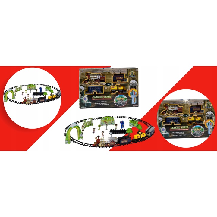 Trenulet electric Norimpex, model Classic Train, cu sunete si lumini, set complet, 63x43,5x9,8cm, 424cm sine