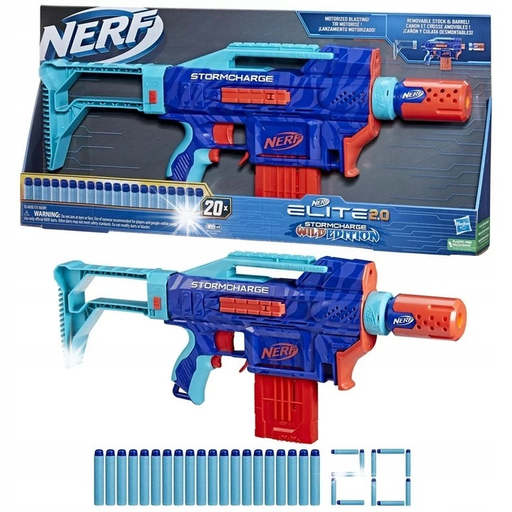 Пистолет за играчки Nerf Stormcharge Elite 2.0, полуавтоматичен, 10 изстрела, 20 стрелички