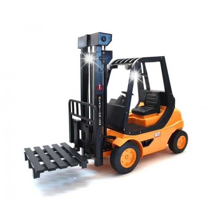 Utilaj de constructie de jucarie, Double Eagle, carucior cu furca RC 1:8, functii speciale, 2,4GHz, set complet