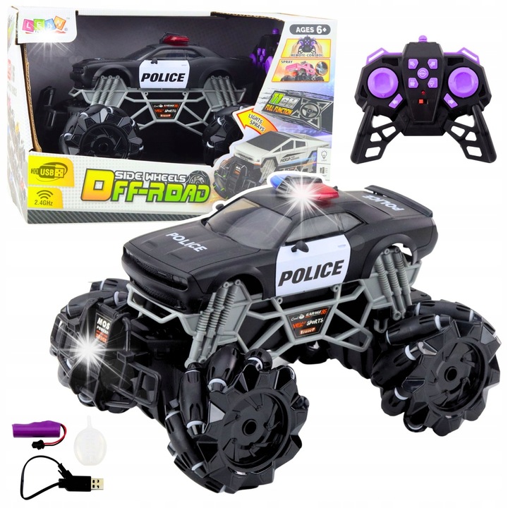 Rendőrségi terepjáró, RC, LEAN TOYS, füst effekt, 1:16