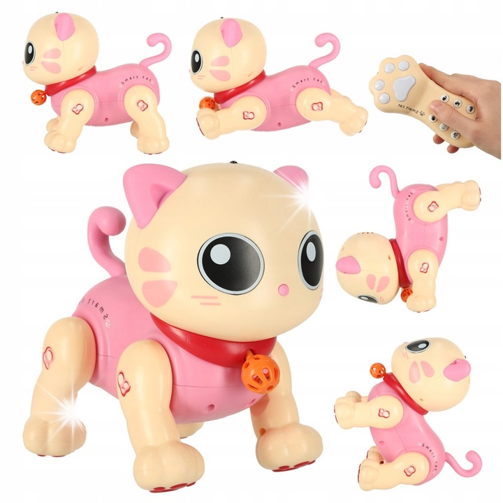 Interaktív robot, Ikonka, távirányítású, rózsaszín, 18x11x16cm, vezérlőkészlettel