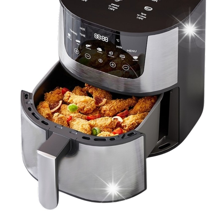 Linbox 4,5 literes, 1400W-os, fekete, 31,5x26x26cm-es, 7 programos olajsütő