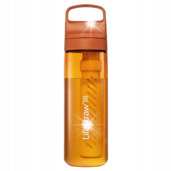 Бутилка с филтър, LifeStraw Go 2.0, 650 мл, оранжева, без BPA, усъвършенствана филтрация
