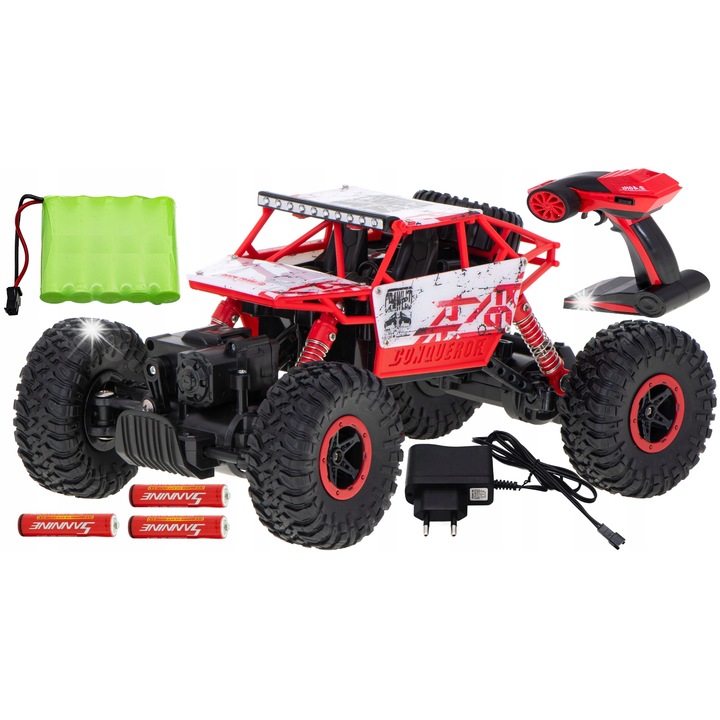 Masinarca Monster Rally 4x4, integral, 1:18, rosie, 26.5x17x12.5cm, set complet