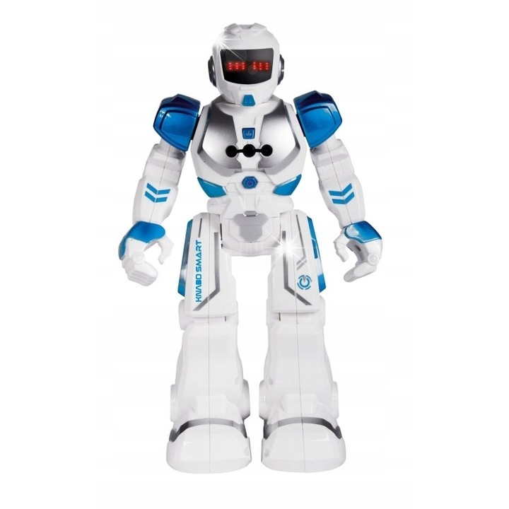 Robot de jucarie Madej Knabo Smart, interactiv, controlat de la distanta, programabil, 22cm, multicolor, set cu pilot si cablu USB