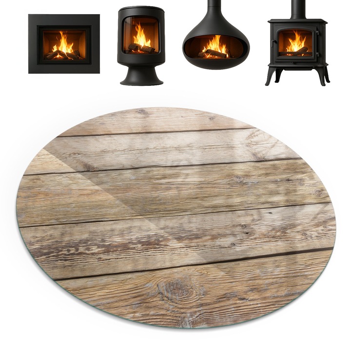 Placa de sticla pentru soba, Coloray, Rotectie Podea, Placi De Lemn Intr-Un Aranjament Unic, fi80 cm, 010010780140000019909