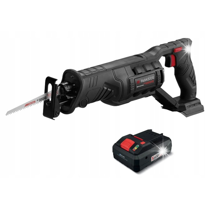 Fierastraie electrice Parkside, pila sablata PSSAP 20 Li D5, 20 V, set cu acumulator si incarcator, dimensiuni 38,8x15,5x8,1cm, material plastic
