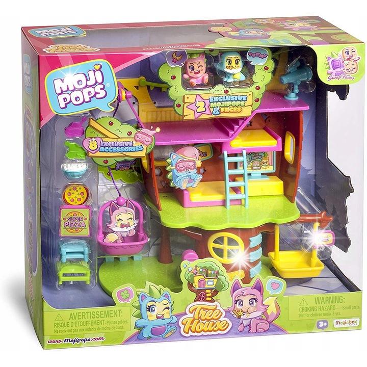 Комплект фигурки Moji Pops, Magicbox, къща на дърво, 2 ексклузивни фигурки, 20x22x9см
