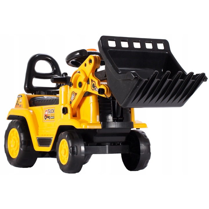 Buldozer copii MalPlay, cu cupă mobilă, 82x29x40cm, 3 în 1, pentru vârsta 1-3 ani