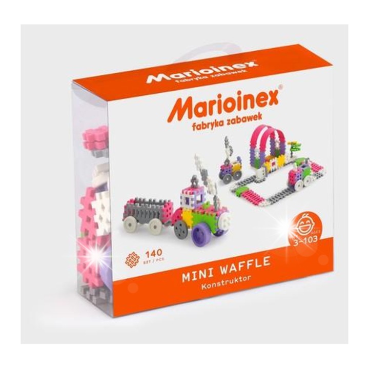 Конструктор Marioinex Klocki Wafle mini 140 части, розов, малък размер