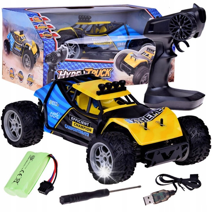 Masinuta r/c Jokomisiada Hyper Truck Off-Road, 1:14, set cu pilot, 38x22x18cm, multicolor