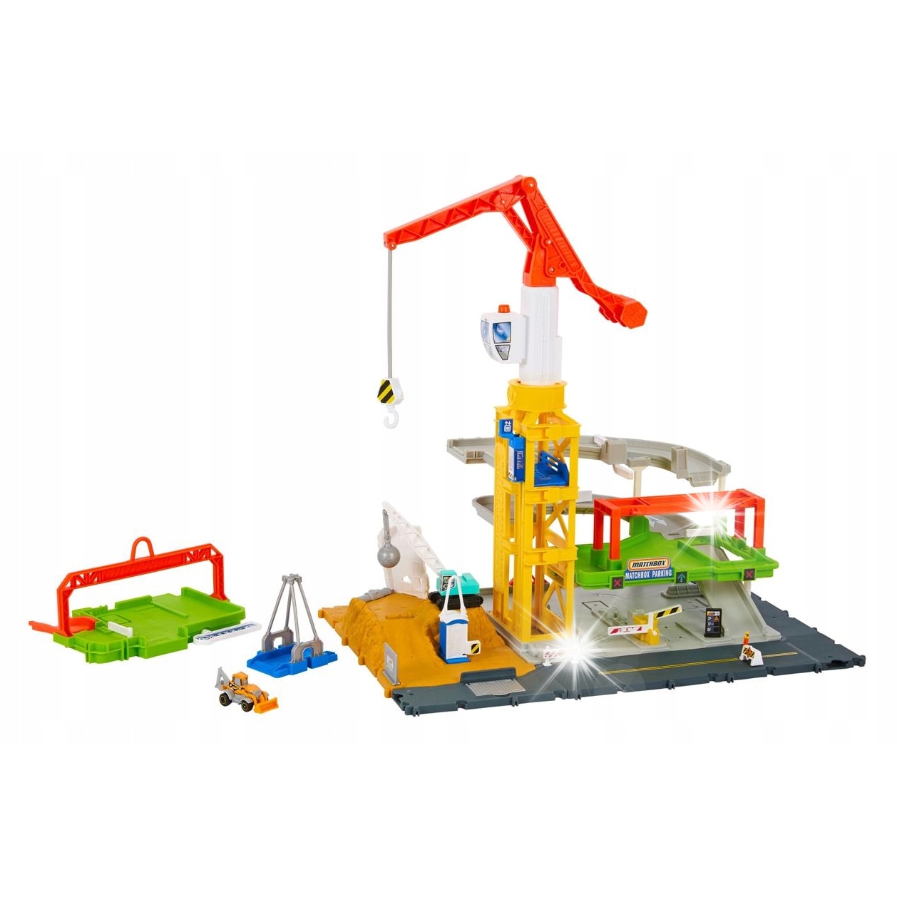 Set de joaca Matchbox Strefa constructie cu sunete si lumini, 51cm