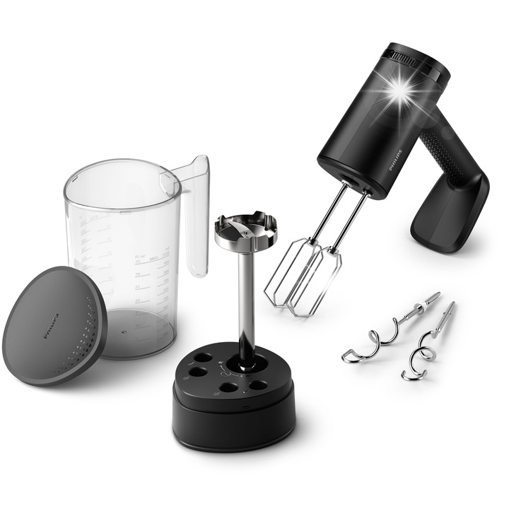 Миксер 2 в 1, Philips, 500W, черен, 5 скорости, с блендер и контейнер от 1л