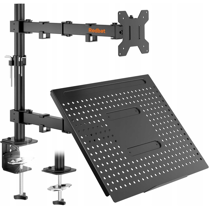 Brat monitor cu tava pentru laptop, Pinnacle, 13-32", negru, reglabil