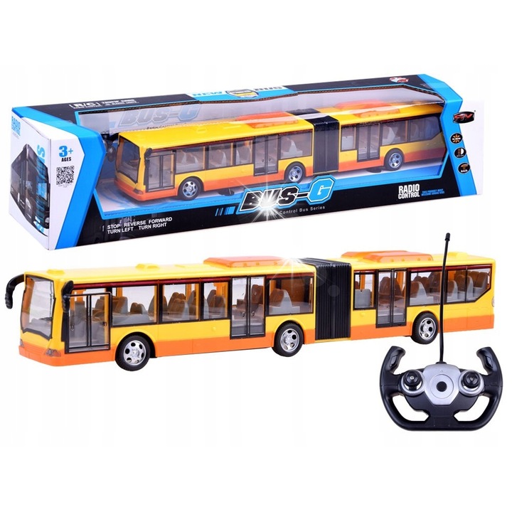 Autobuz zdalnie sterowany Jokomisiada, 27 MHz, iluminare LED, set complet
