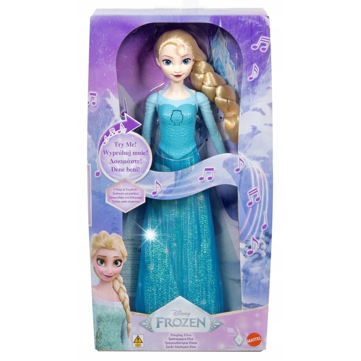 Papusa Disney Frozen Spiewajaca Elsa, 29 cm, efecte sonore, rochie albastra