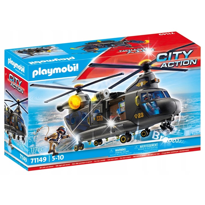 Playmobil Комплект фигурка, спасителен хеликоптер, 2 фигурки SWAT, 117 елемента, многоцветен