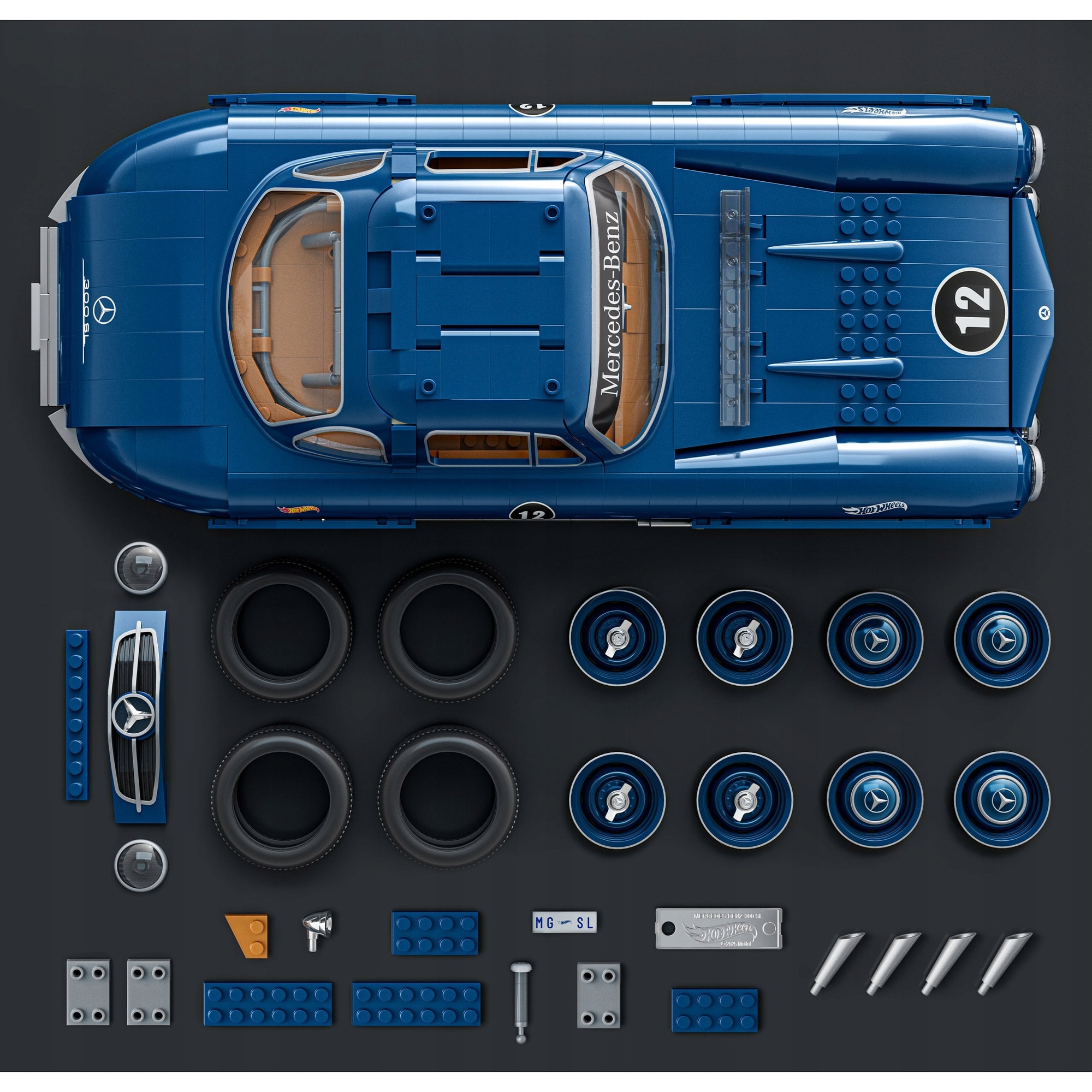 Set de constructie masinuta Hot Wheels Mercedes-Benz 300 SL, 1600