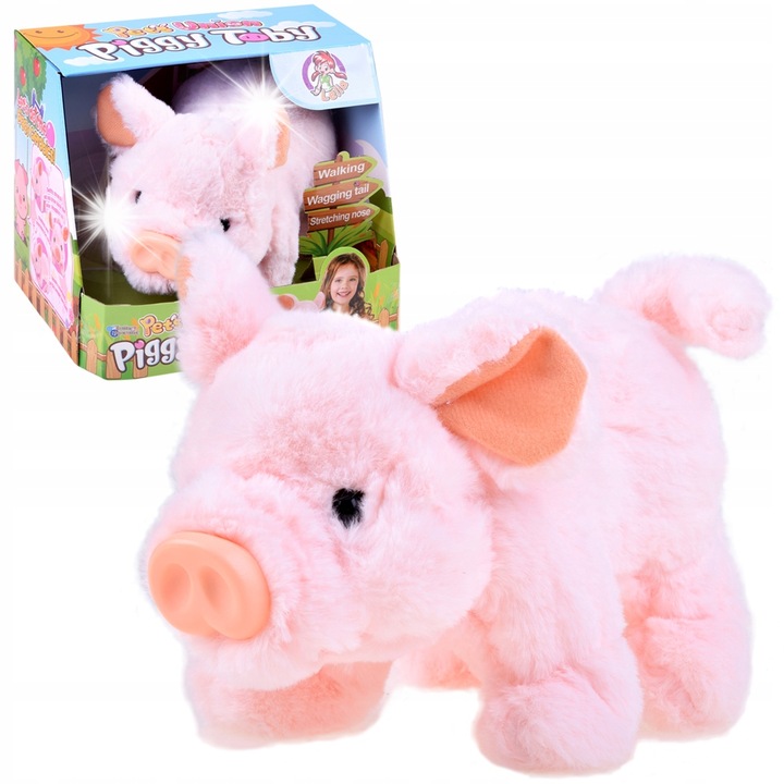 Jucarie de plus interactiva, Jokomisiada, porcusor, 22x14x13cm, unisex, pentru copii 3+