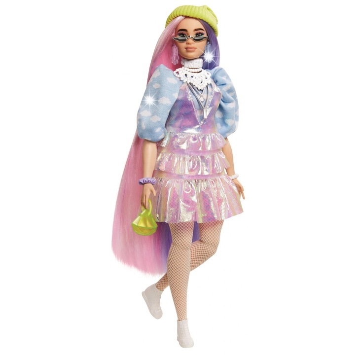 Lala Barbie Extra, Mattel, holografikus szoknya, fehér kutya, 15 kiegészítő