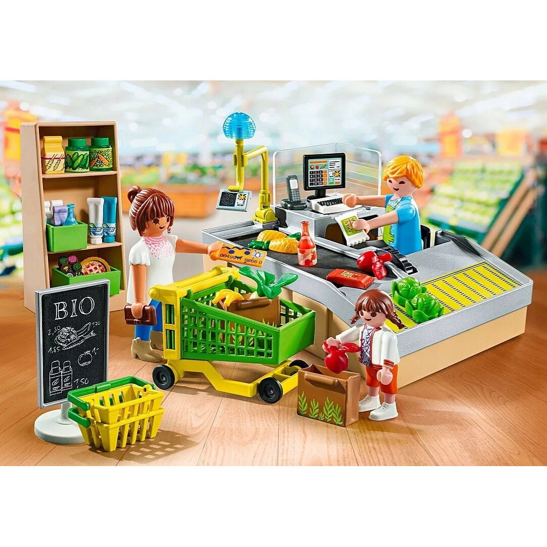 Figurine Playmobil, set supermarket ecologic, 2 figurine