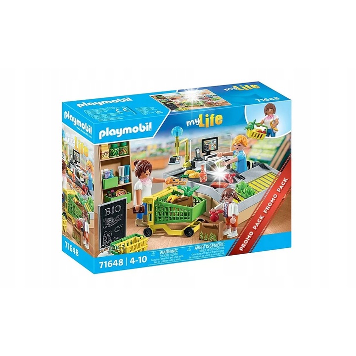 Фигурка Playmobil, комплект екологичен супермаркет, 2 фигурки, аксесоари, 37.6x19.3x25.8см