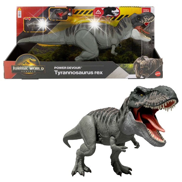 Figurina dinozaur T-Rex, Mattel, interactiva, 53cm, multicolor
