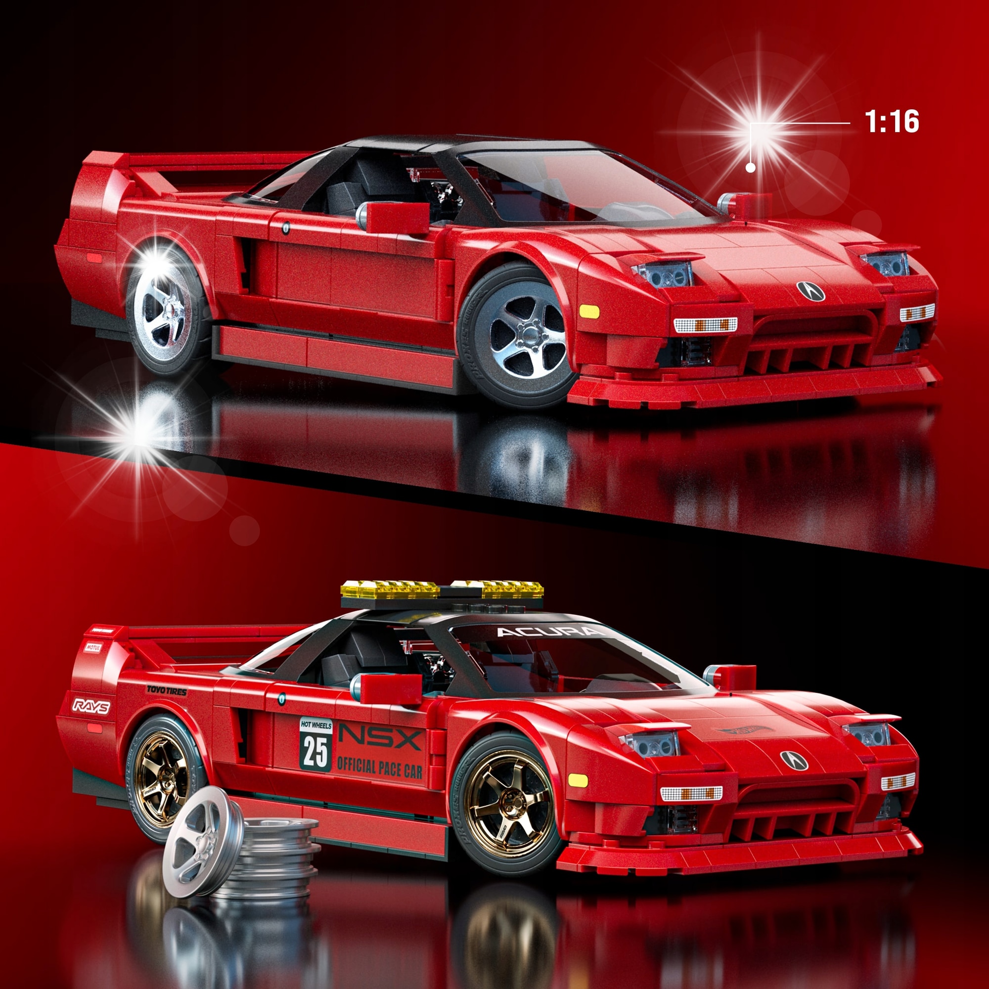 Set de constructie Mattel Brick Shop '90 Acura NSX, 876 elemente
