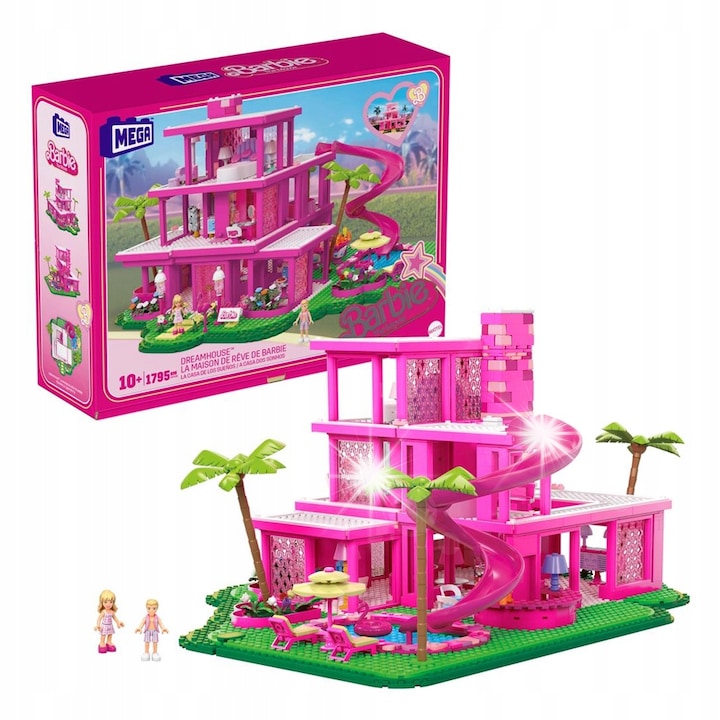 Set de constructie Mega Bloks Barbie Dreamhouse, 2 figurine, roz