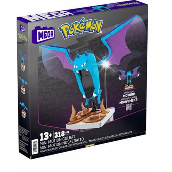 Mega Bloks Pokemon Golbat építőkészlet, 318 darab, 12,5 cm, mozgásfunkcióval