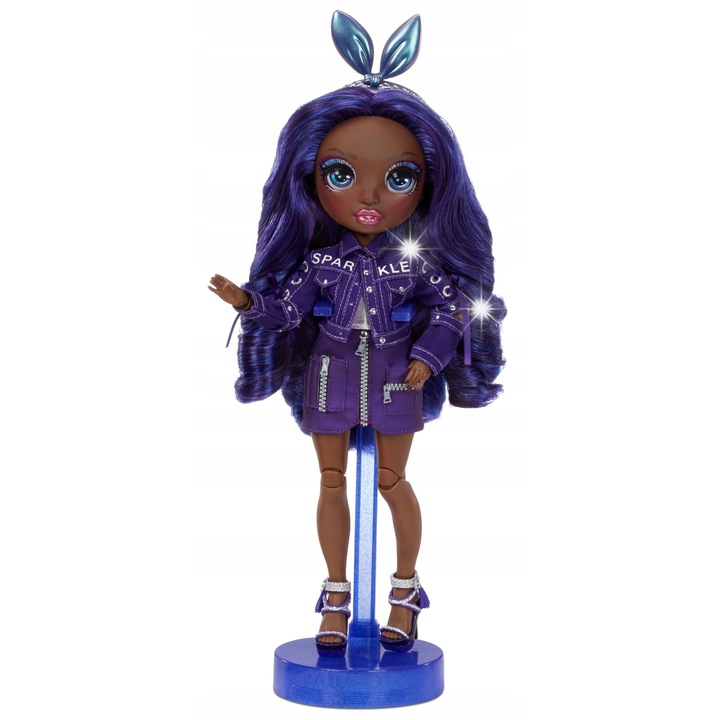 Papusa Rainbow High, Krystal Bailey, set cu 2 tinute, violet, 28cm