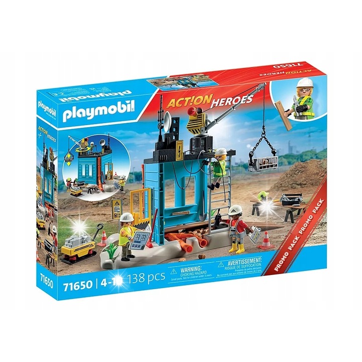 Комплект фигурки Playmobil, строителна площадка, 3 фигурки, многоцветен, 39x29x39.5см