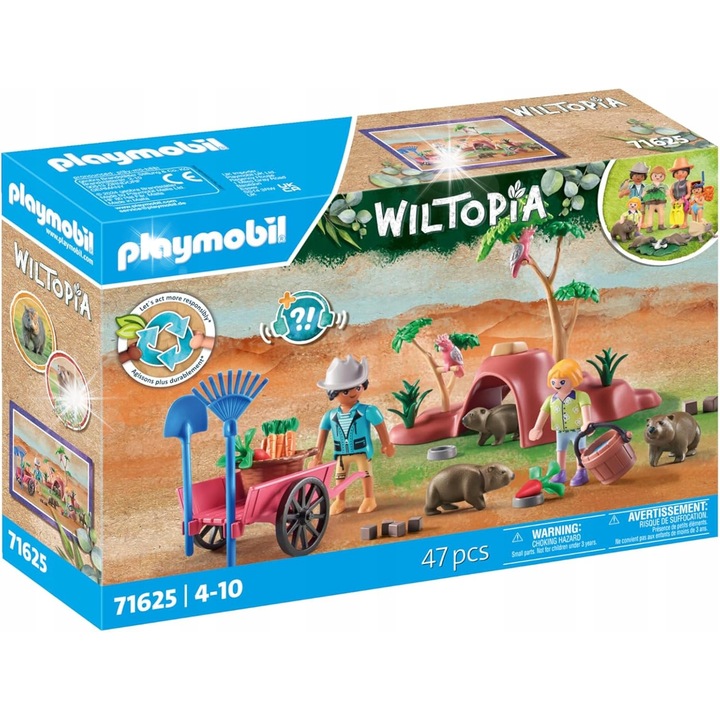Комплект фигурки Playmobil Wiltopia, подслон за вомбат, 2 фигурки, цветен, 4+