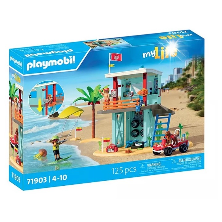 Playmobil комплект Спасителна кула и плажен бъги автомобил, 39x29x39.5см, 4 години+