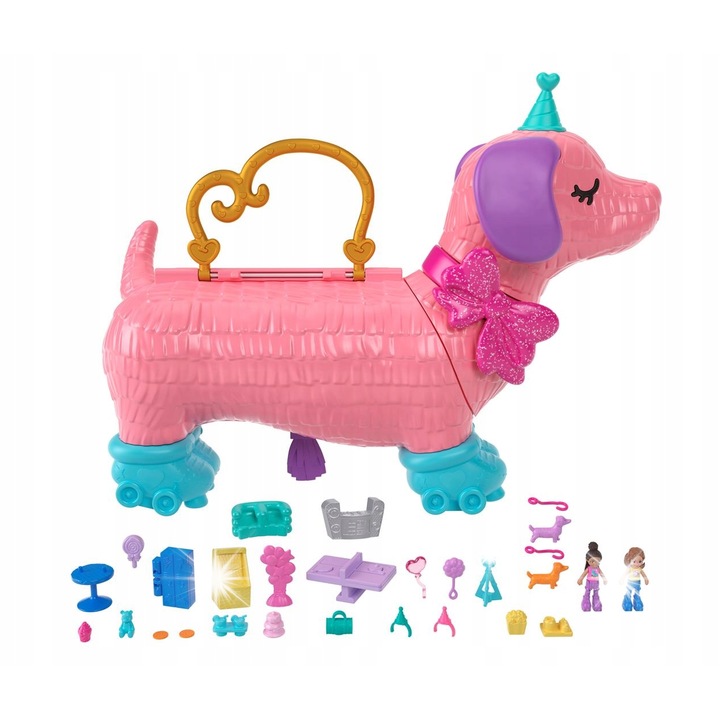 Polly Pocket játékszett, 2 baba és több mint 20 kiegészítő, többszínű