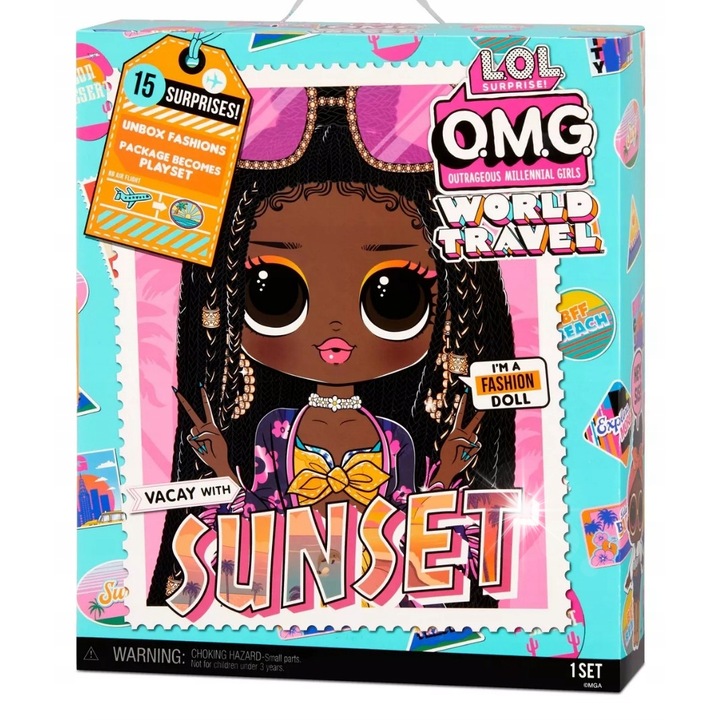 Lala L.O.L. Surprise O.M.G. World Travel Sunset, комплект с дрехи и аксесоари, 25.5x7.3x30.5см