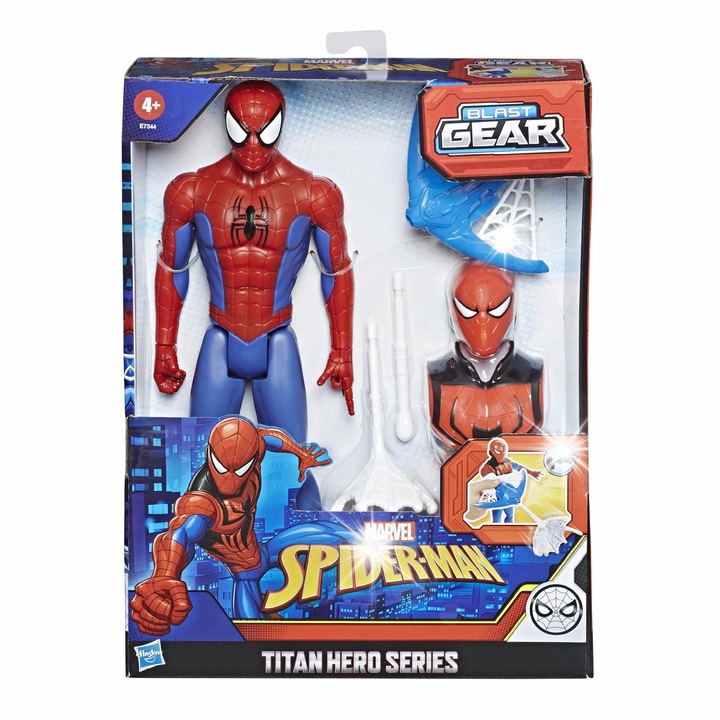Фигурка на играчка Спайдър-мен Титан Хиро Бласт Гиър 30 см, Hasbro, с аксесоари, 6.35x22.86x30.48см