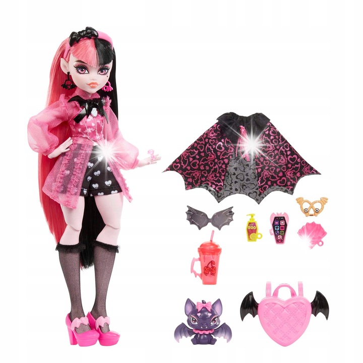 Papusa Monster High Draculaura cu accesorii, 25,5cm, multicolor, set