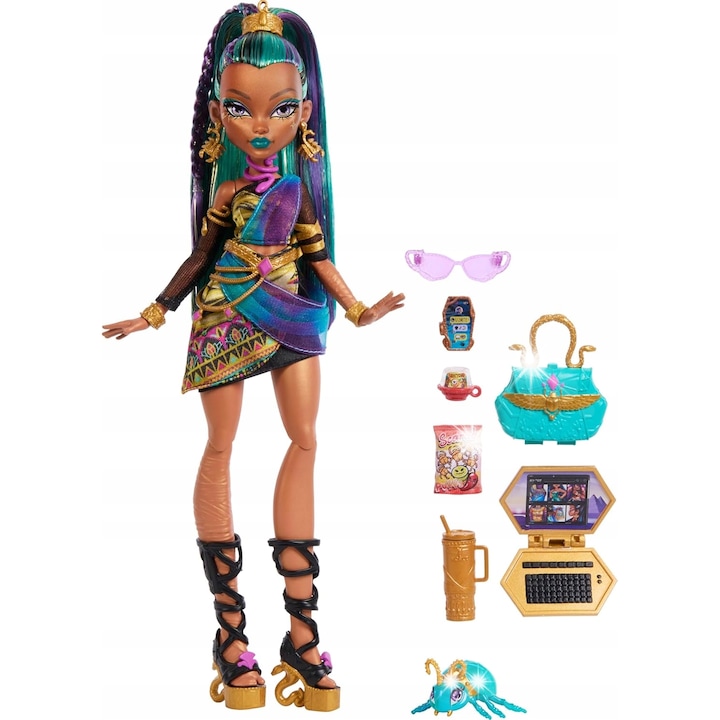 Set papusi Monster High, Nefera de Nile, 30cm, accesorii incluse, multicolor