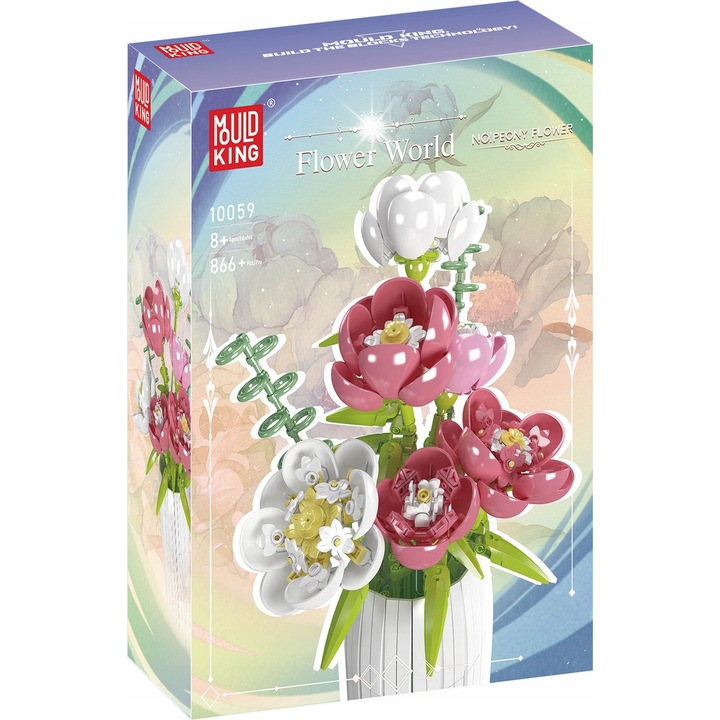 Set de constructie Mould King, 866 elemente, flori, multicolor