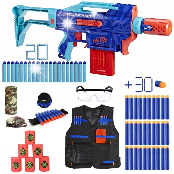 Пистолет Nerf Stormcharge, пълен комплект, полуавтоматичен, 21м, 20 стрелички, 8+ години
