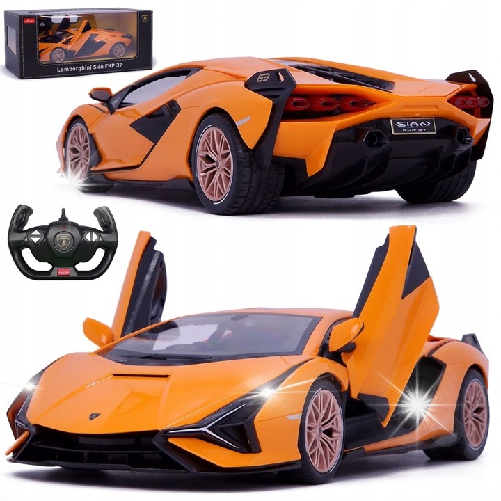 RC Lamborghini Sian autó 1:14, ajtónyitás, LED világítás, 355x82x163mm