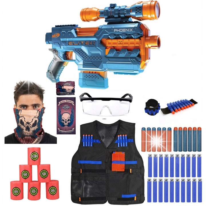 Пистолет Nerf Elite 2.0 Phoenix CS-6 E9961, комплект мегапак, 62 стрели, 27м