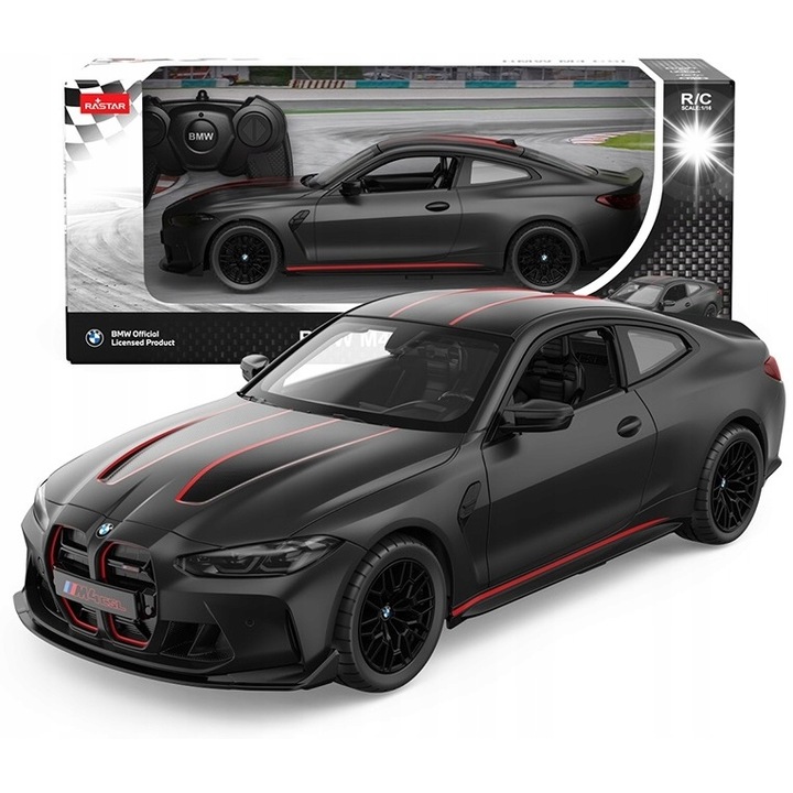 Masinuta Rastar BMW M4 CSL, 1:16, functii de mers inainte si inapoi, culoare neagra