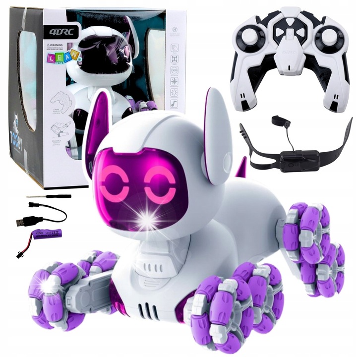 Робот играчка, LEAN Toys, Tooby, бяло-виолетов, със светлини и звуци