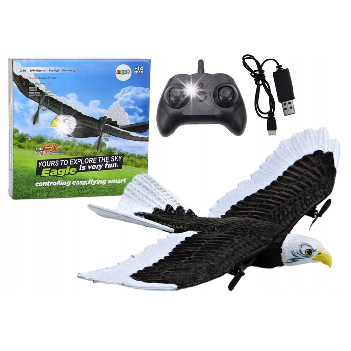 Samolot zdalnie sterat RC LEAN Toys, 41x28x5cm, culoare: multicolor, pentru copii peste 14 ani