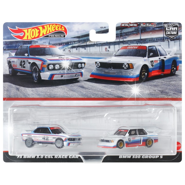 Set masinute Hot Wheels Car Culture, '73 BMW 3.0 CSL Race Car + BMW 320 Group 5, 1:64, multicolor