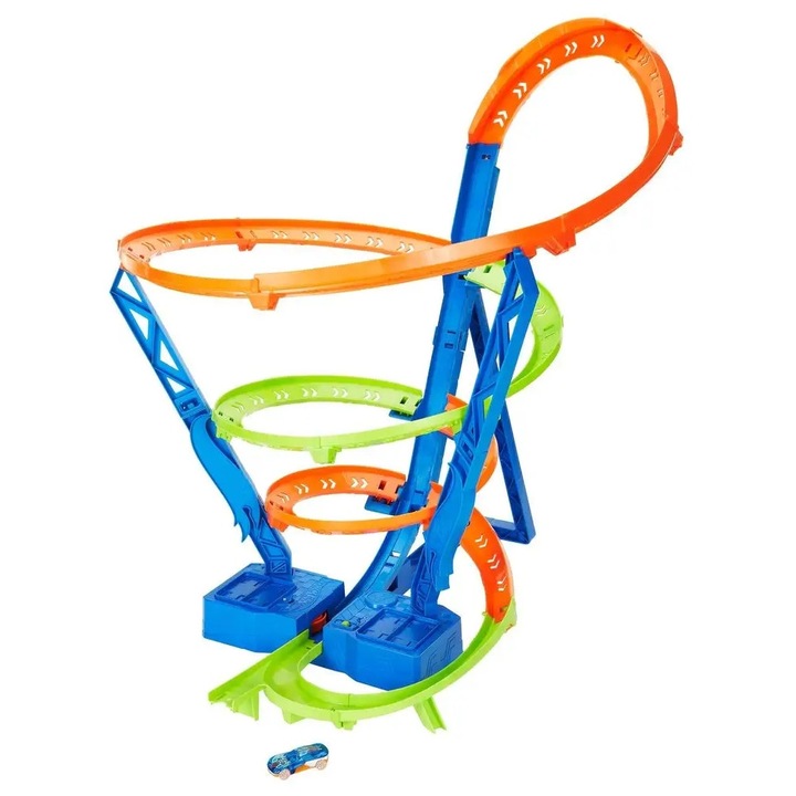 Set pista de jucarie, Hot Wheels, cu masinuta, multicolor