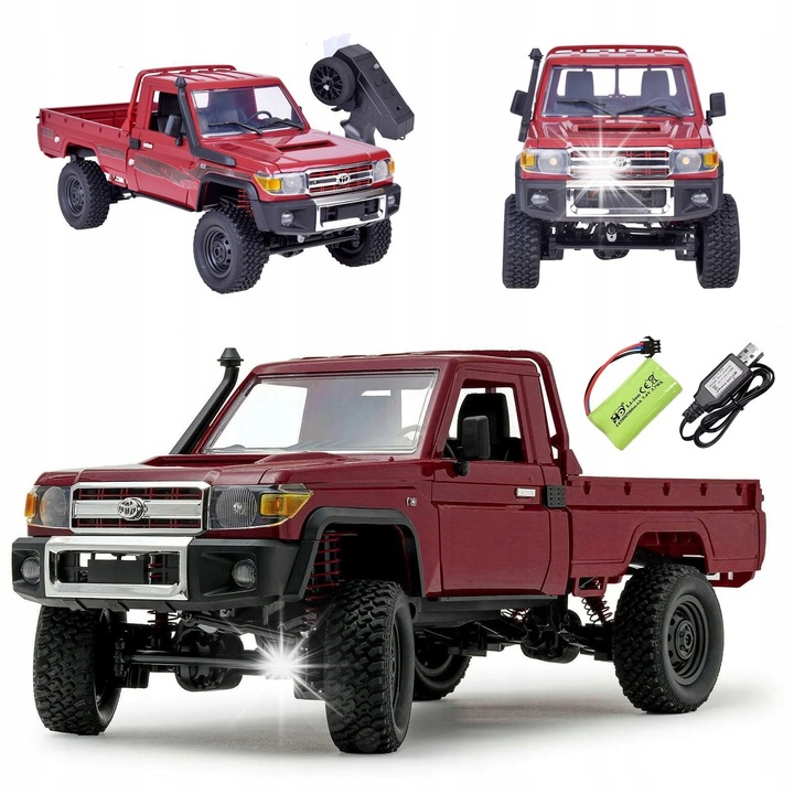 Masinarca RC Toyota Land Cruiser LC79 4x4, rosie, 36x16x16cm, set complet cu telecomanda