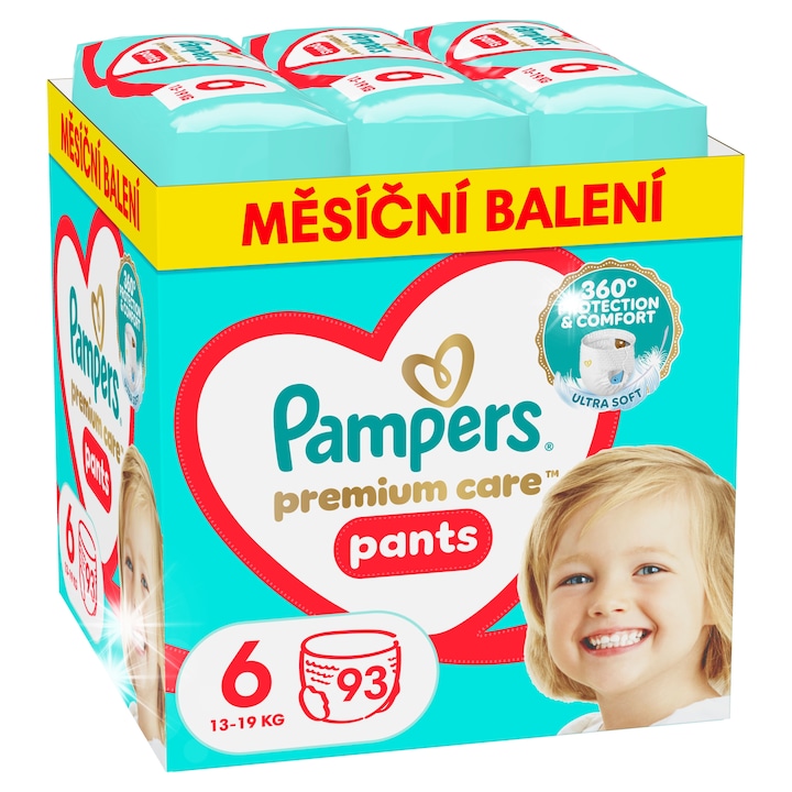 Пелени Pampers Premium Care, размер 6, 93 броя, за деца 13-19 кг